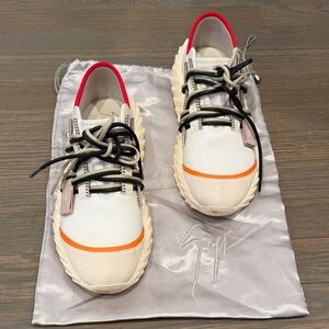 Giuseppe Zanotti White Sneakers with Red Trim